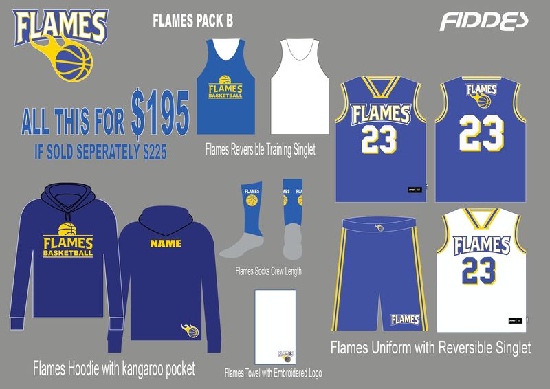Basketball Uniform, Flames Game Uniform with Reversible Singlet